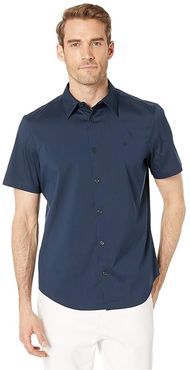 Short Sleeve Stretch Cotton Shirt (Total Eclipse) Men's Clothing