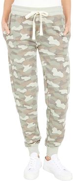 French Terry Raw Edge Joggers (Light Moss Shaded Camo) Women's Casual Pants