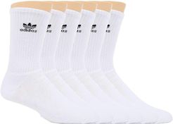 Originals Trefoil Crew Sock 6-Pack (White/Black) Men's Crew Cut Socks Shoes