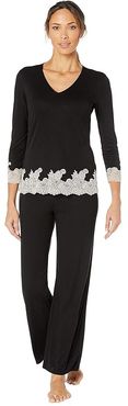 Luxe Shangri-La Long Sleeve PJ Set (Black/Cocoon Lace) Women's Pajama Sets