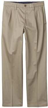 Straight Fit Signature Khaki Lux Cotton Stretch Pants - Pleated (Timber Wolf) Men's Casual Pants