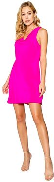 Cowl Neck Bias Mini Dress (New Hot Pink) Women's Clothing