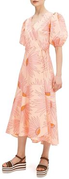 Falling Flower Wrap Dress (Light Guava Juice) Women's Dress