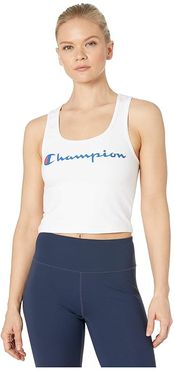 Chest Script Crop Top (White) Women's Clothing