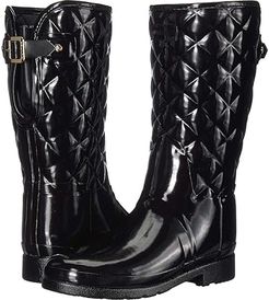 Refined Gloss Quilt Short Rain Boots (Black) Women's Rain Boots