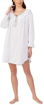 Cotton Lawn Woven Nightshirt (White) Women's Pajama