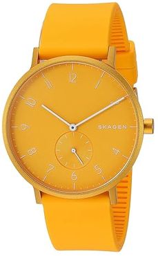 Aaren Kulor 41mm Three-Hand Silicone Watch (SKW6510 Yellow Silicone) Watches