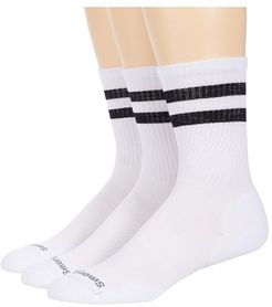 Athletic Light Elite Stripe Crew 3-Pack (White/Black) Men's Crew Cut Socks Shoes