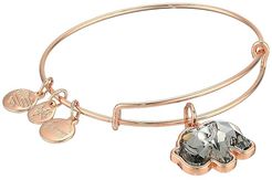 Crystal Elephant Charm Bangle (Shiny Rose Gold) Bracelet