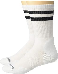 Athletic Light Elite Stripe Crew 2-Pack (White/Black) Crew Cut Socks Shoes