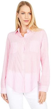 Sea View Button-Down (Prosecco Pink Lightweight Oxford Stripe) Women's Clothing