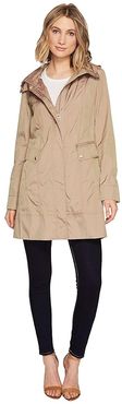 34 1/2 Single Breasted Rain Jacket with Removable Hood (Champagne) Women's Coat
