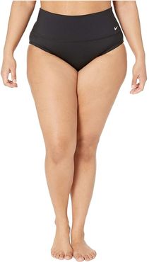 Plus Size Essential High-Waist Bottoms (Black) Women's Swimwear