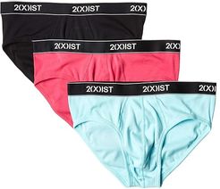 3-Pack ESSENTIAL No Show Brief (Beet Root/Black/Angle Blue) Men's Underwear