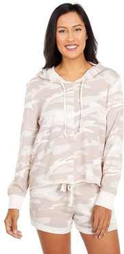 Lightweight French Terry Mash Up Hoodie (Blush Camo) Women's Clothing