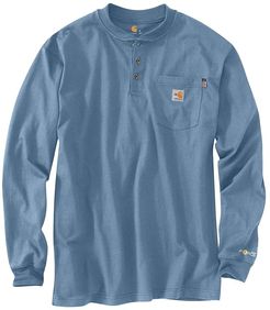 Big Tall Flame-Resistant Force(r) Cotton Long Sleeve T-Shirt (Medium Blue) Men's Clothing