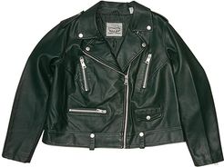 Plus Size Faux Leather Moto Jacket (Hunter Green) Women's Clothing