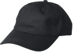 Side Croc Twill Leather Strapback Cap (Black) Baseball Caps