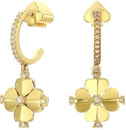 Legacy Logo Spade Flower Huggies Earrings (Clear/Gold) Earring