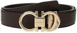 Adjustable/Reversible Rose Gold Double Gancini (Hickory/Nero) Men's Belts