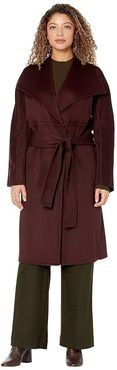 Drape Front Coat (Black Plum) Women's Clothing