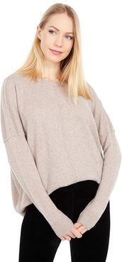Cashmere Crew Neck Sweater with Raised Seam Detail (Toast) Women's Sweater