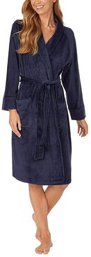 Plush Velour Long Wrap Robe (Navy) Women's Robe