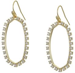 Elle Open Frame Earrings (Gold Metal/White CZ) Earring