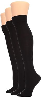 Modal Knee Socks 3-Pair Pack (Black) Women's No Show Socks Shoes