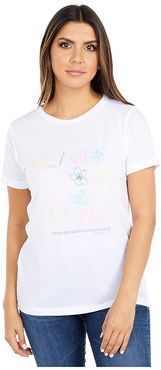 Short Sleeve Embroidered Island Time Island Tee (White Cap) Women's Clothing