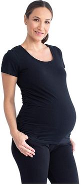 Maternity Ruched T-Shirt (Black) Women's Clothing