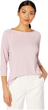 3/4 Sleeve Boat Neck Top (Lilac) Women's Clothing