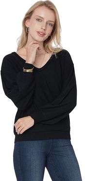 Dolman Sleeve V-Neck Sweater (Black) Women's Clothing