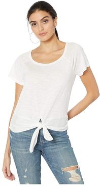 Lou Ruched Tie Tee (White Jasmine) Women's Clothing