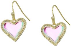 Ari Heart Drop Earrings (Gold Dichroic Glass) Earring