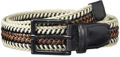 35 mm Italian Woven Cotton Leather (Taupe/Cognac) Men's Belts