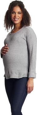 Andria Maternity Nursing Sweater (Heather Grey) Women's Clothing