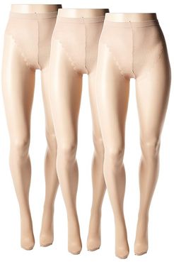So Sexy Toeless Sheer with Lace Control Top Hosiery (3-Pack) (Natural) Control Top Hose