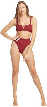 Pointelle Rib Frenchi Bottoms (Sangria) Women's Swimwear