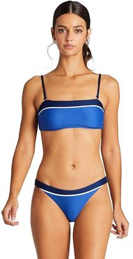 Mila Top (Blue Bar Stripe Rib) Women's Swimwear
