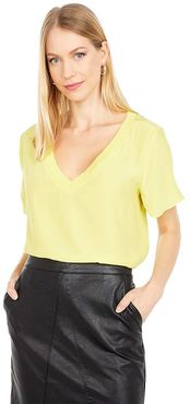 Silk T-Shirt w/ Knit Trim (Limeade) Women's Clothing