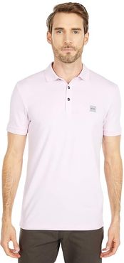 Short Sleeve Polo with Logo Patch (Dark Pink) Men's Short Sleeve Pullover