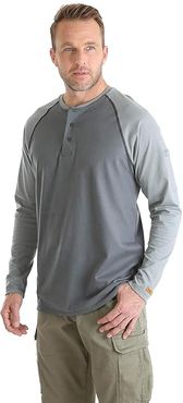 Flame-Resistant Long Sleeve Baseball Henley (Grey) Men's Clothing