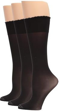 Graduated Compression Sheer Knee High 3-Pair Pack (Black) Women's No Show Socks Shoes