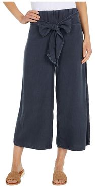 Tie Waist Wide Leg Crop Pants (Twilight) Women's Casual Pants