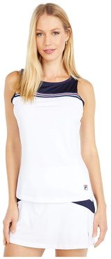 Heritage Tennis Sleeveless Tank Top (White/Navy) Women's Sleeveless