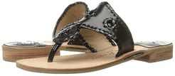 Jacks Flat Sandal (Black/Black Patent) Women's Sandals