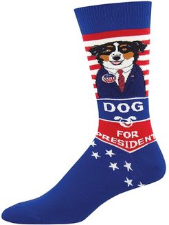 Dog For President (Blue) Men's Crew Cut Socks Shoes