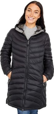 Petite Ultralight 850 Down Hooded Coat (Black) Women's Clothing