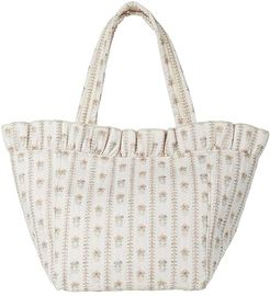 Claire Nylon Canvas Tote (Ticking Stripe Floral) Handbags